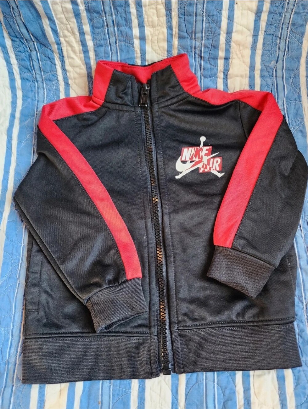 Jordan Black and Red Kids Zip-Up Track Jacket